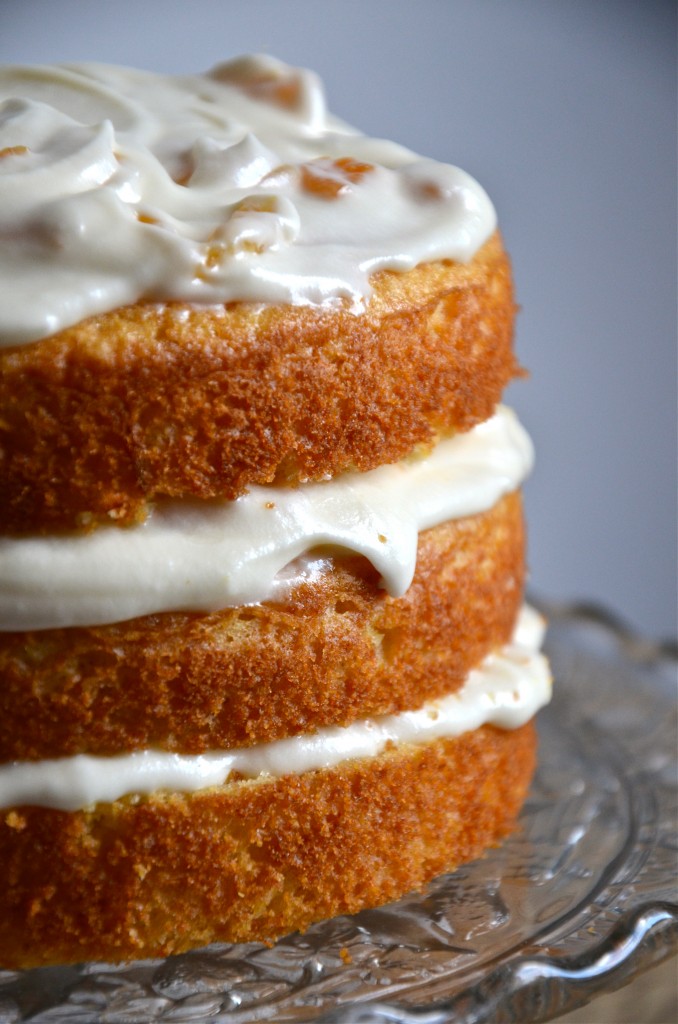 Cornmeal Cake with Honey Apricot Frosting