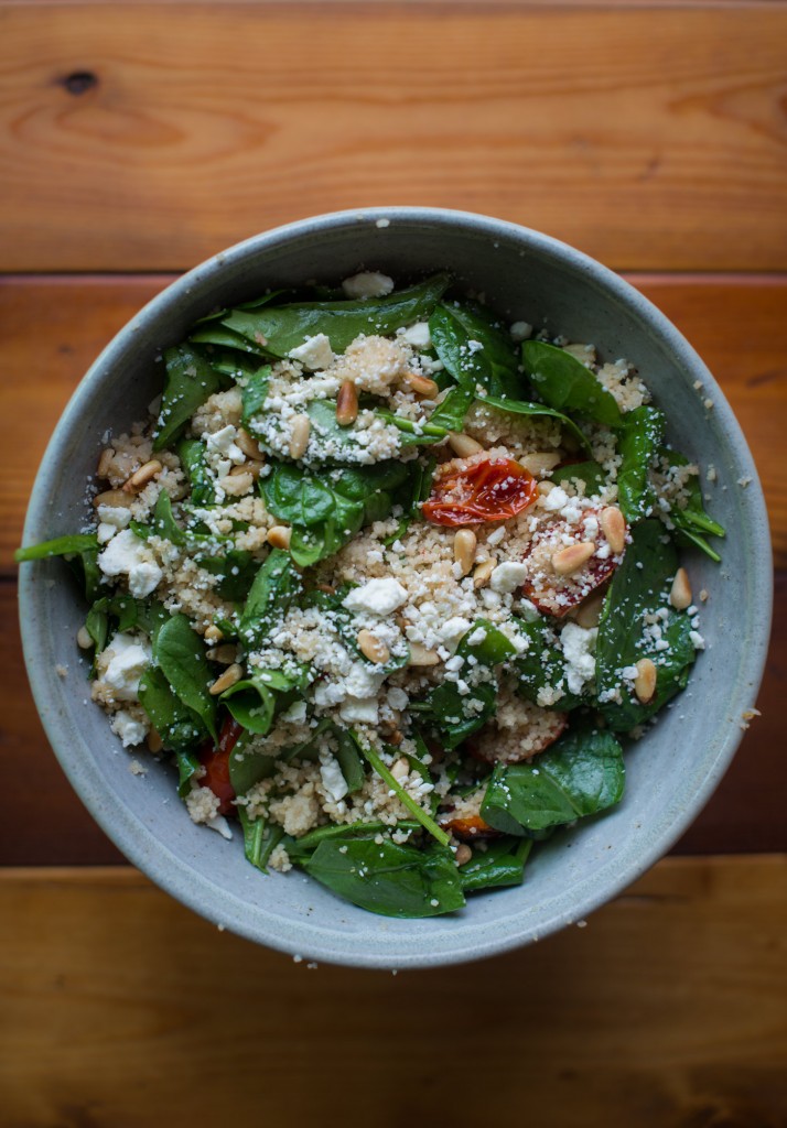 Slow Baked Salmon and Spinach Couscous Salad